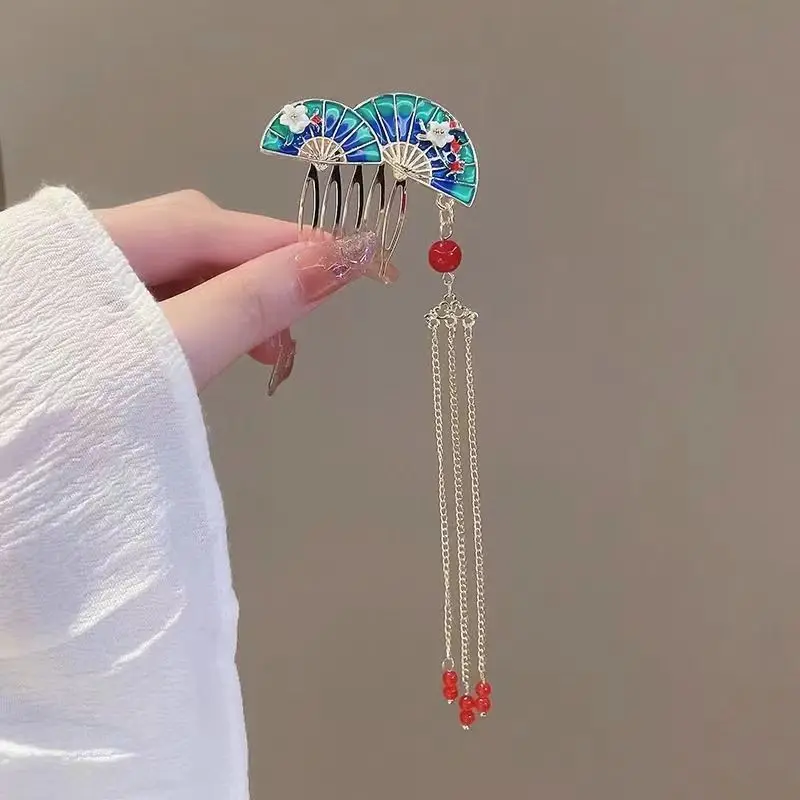 New Ancient Style Fringe Fan Hair Comb Female Retro Female Hairpin Hair Sticks Hairpin Girl Wedding Hair Accessories