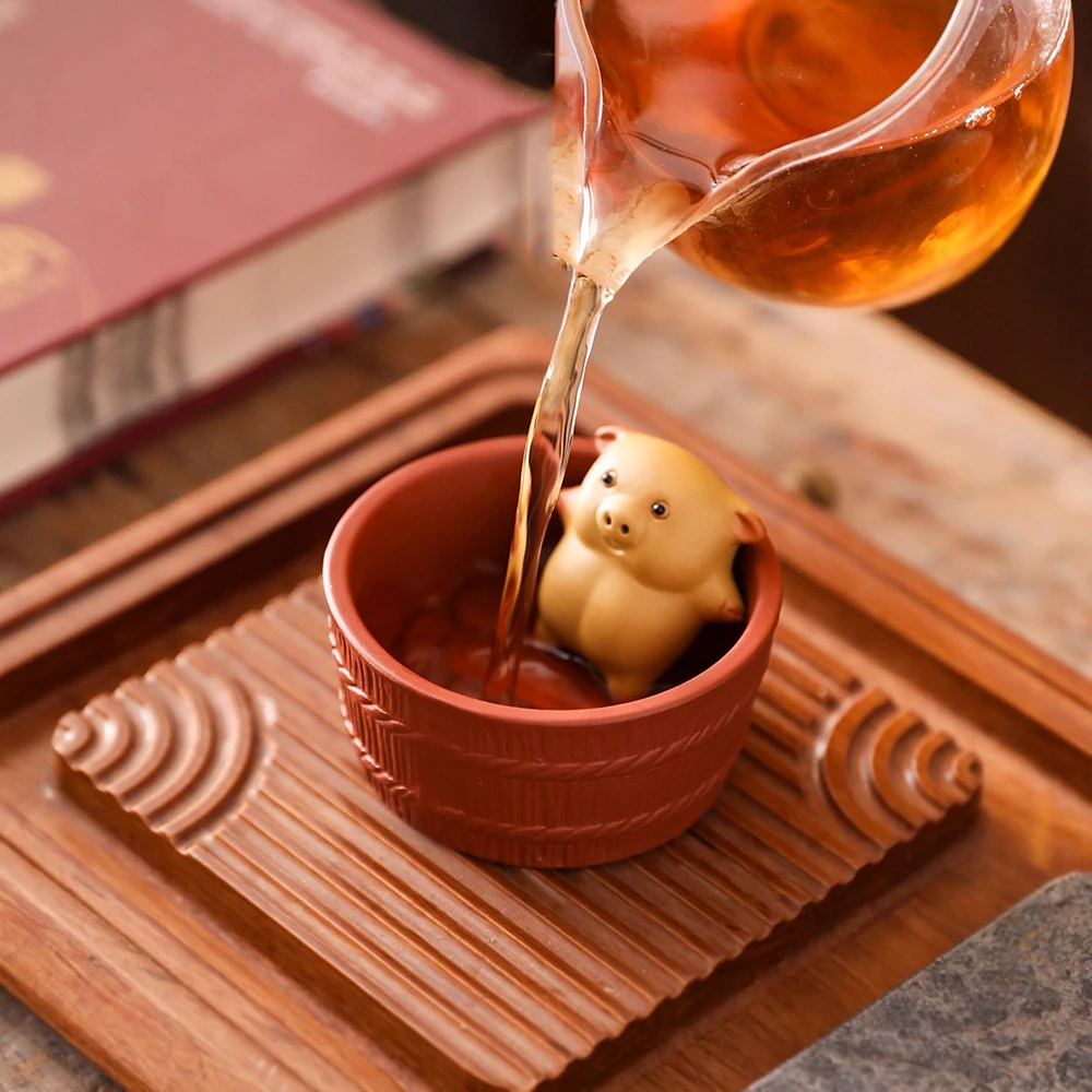 Bubbling Tea Pet Piggy Crab Cartoon Ceramic Tea Cup Little Fish Spit Bubbles Water Mug Funny Gift for Friends Tea Accessories
