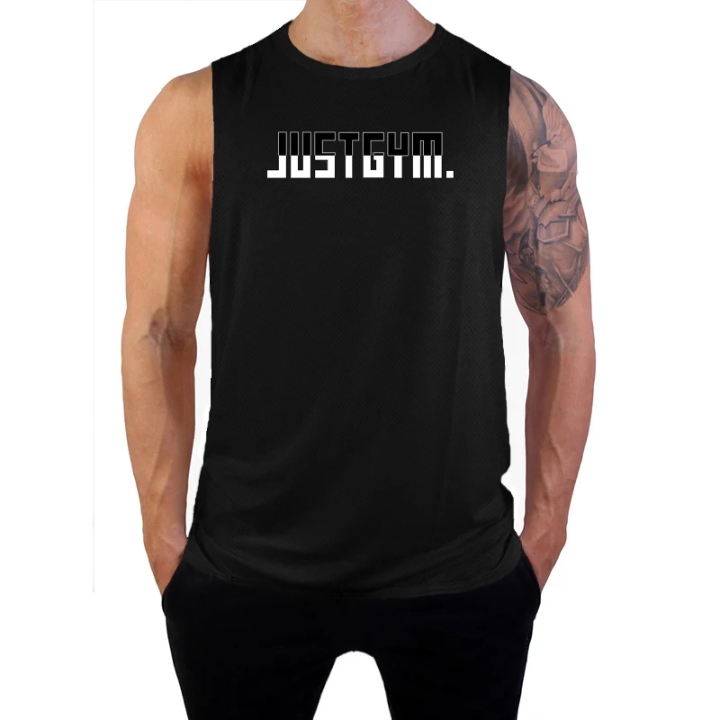 Gym Fitness Muscle Bodybuilding Running Vests Summer Mesh Absorb Sweat Quick Dry Shirts Mens Casual Sleeveless Sport Tank Tops