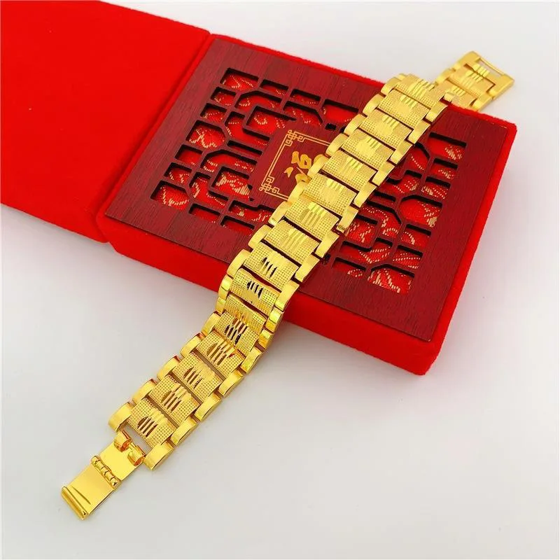 

Luxury 24K 9999 Pure Gold real gold Frosted Bracelet Men's Watch Chain