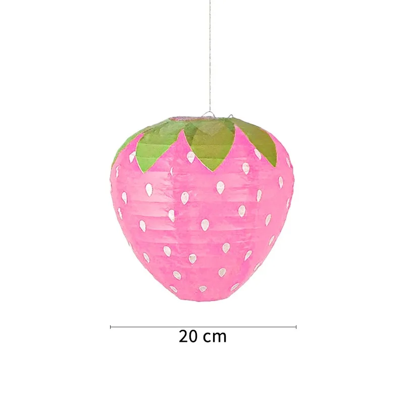 3D Pink Strawberry Lantern Shaped DIY Handheld Paper Lantern Kids Party Decoration Happy Sweet Birthday Parti Decor Lantern