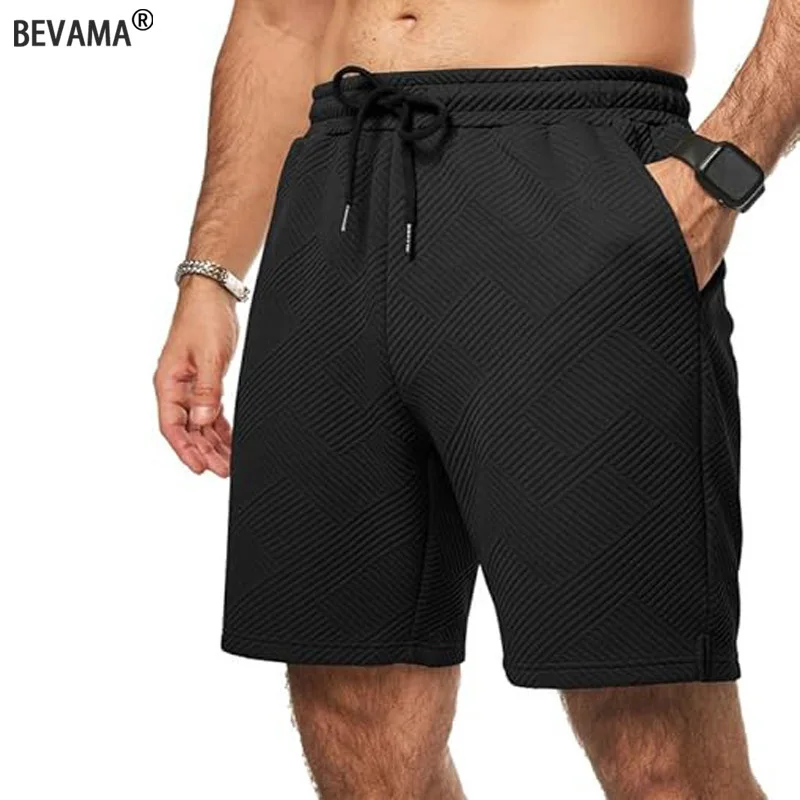 

Men's Shorts Geometric Textured Knee-Length Pants Casual Summer Shorts Lightweight Breathable Fit for Beach Gym & Daily Wear