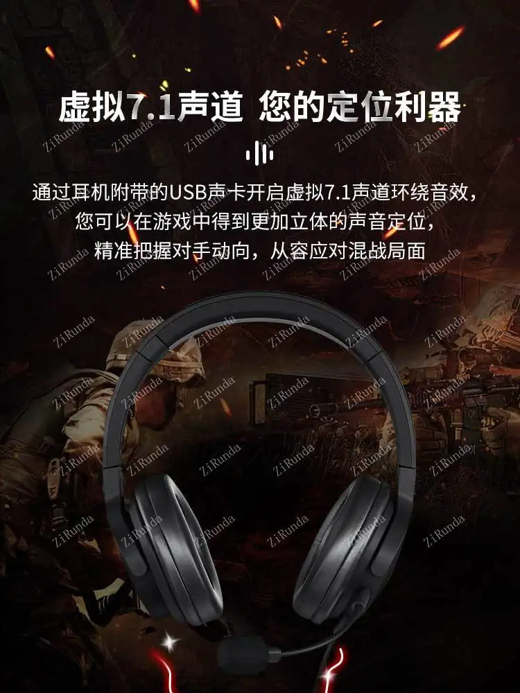Head-mounted E-sports Game Wired Headset Computer Note Professional Headset