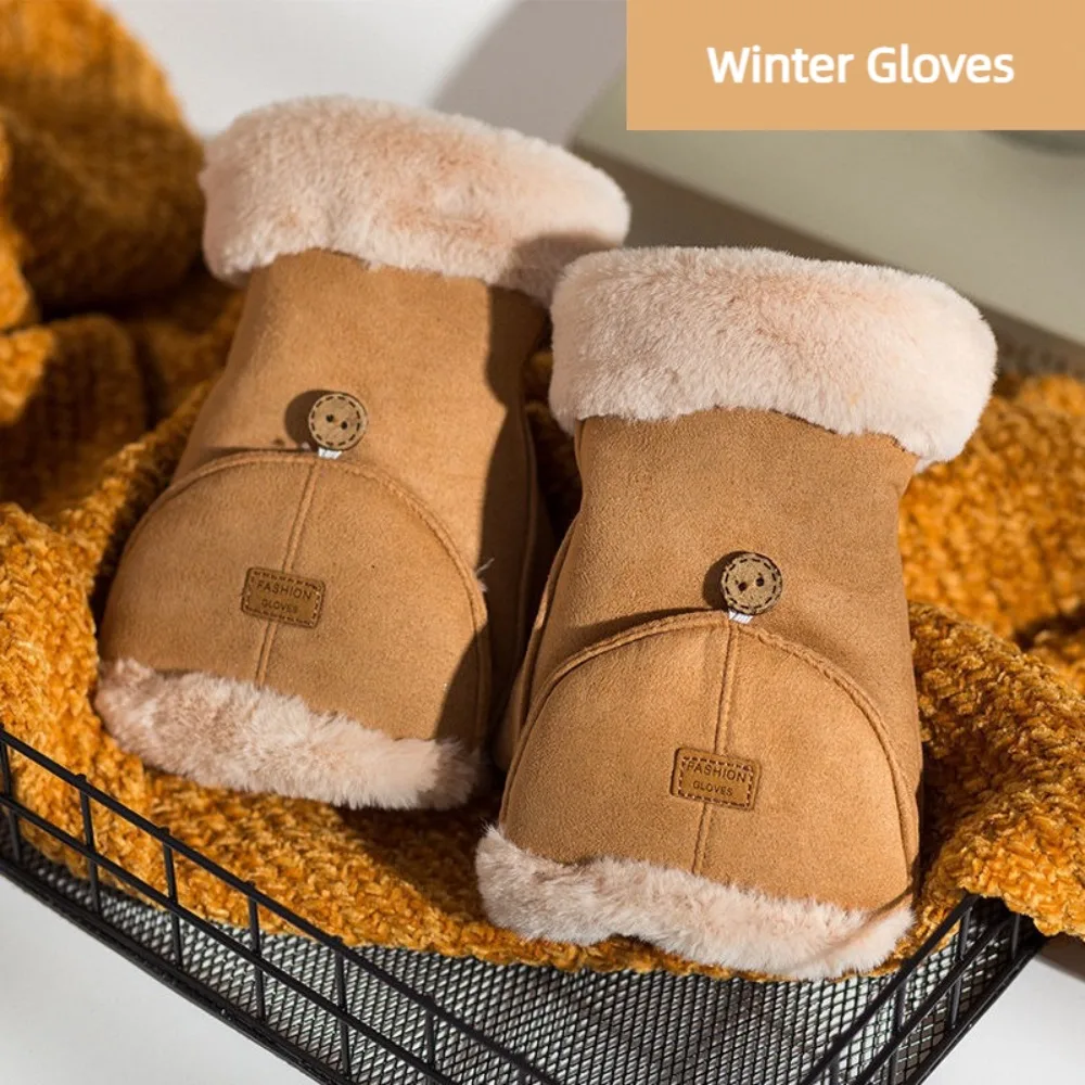 Modne grube rękawiczki z półpalcami utrzymują ciepło zimowe rękawiczki z ekranem dotykowym Pluszowe rękawiczki z klapką Kolarstwo