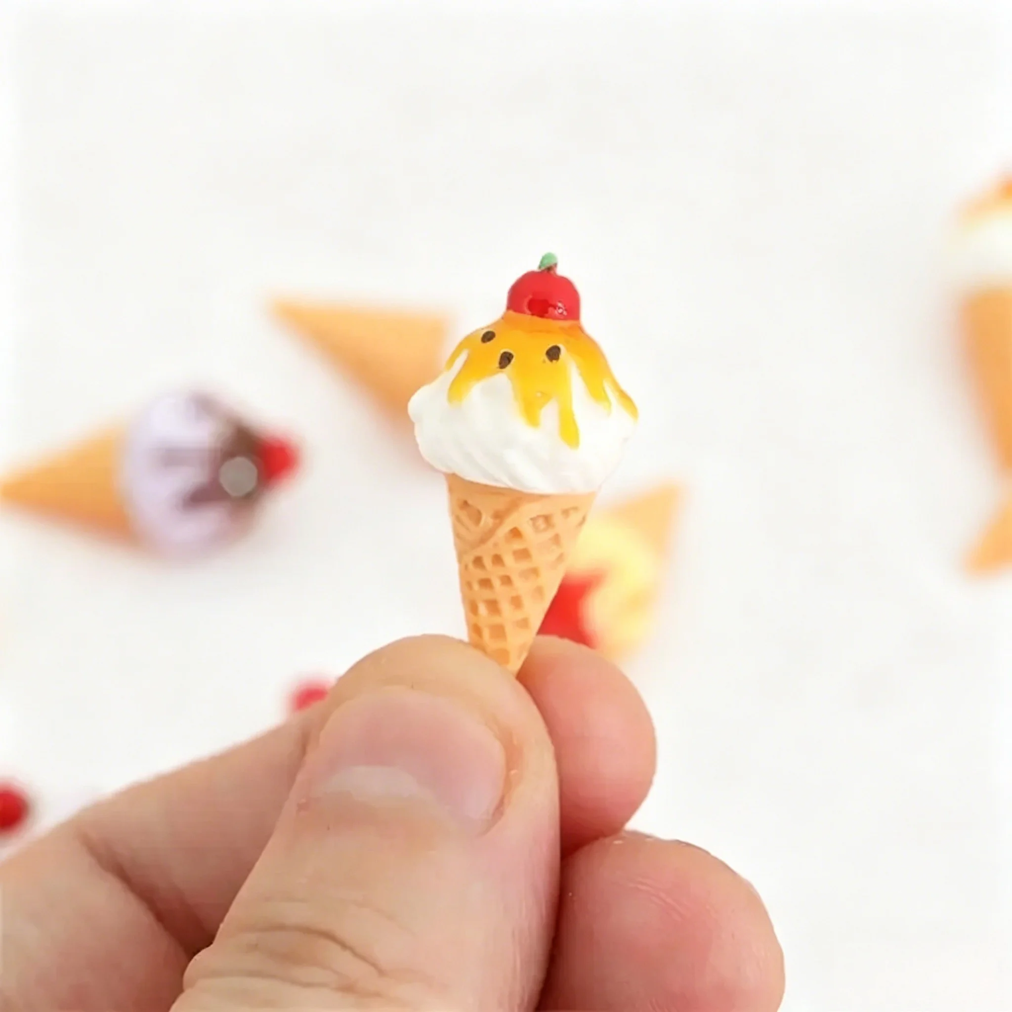10 Stück Niedliche Puppenhaus-Miniatur-Eiscreme-Waffel-Modelle Küchen-Lebensmittelzubehör für Puppenhaus-Dekoration Kinder-Rollenspiel-Spielzeug – Detail 6