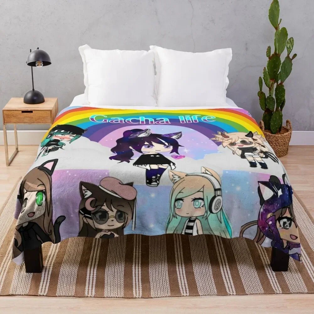 

gacha lifeanime pack Throw Blanket Portable Lightweight Blanket for Travel Camping