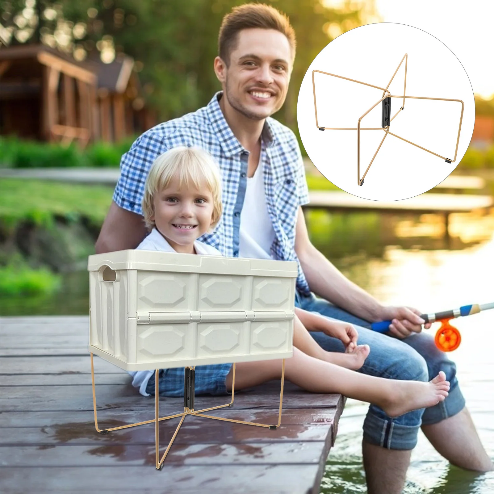 

Outdoor Folding Rack Camping Cooler Table Foldable Support Stand Stainless Steel Frame