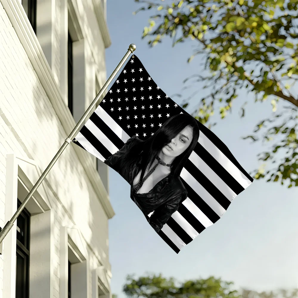C-Charli XCX Black American Flag Room Decoration for Bedroom Outdoor Decor Custom Flags Barber Shop Decorative Home Objects Hang