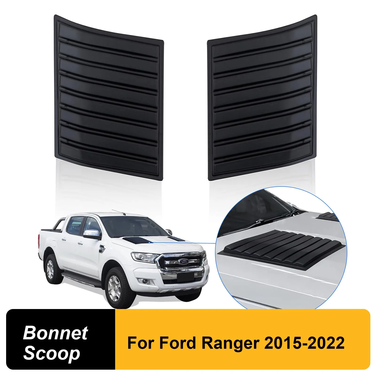 Matte Black Bonnet Scoop Hood Cover For Ford Ranger T7 T8 2015 2016 2017 2018 2019 2020 2021 2022 Wildtrak XLT XLS XL LIMITED