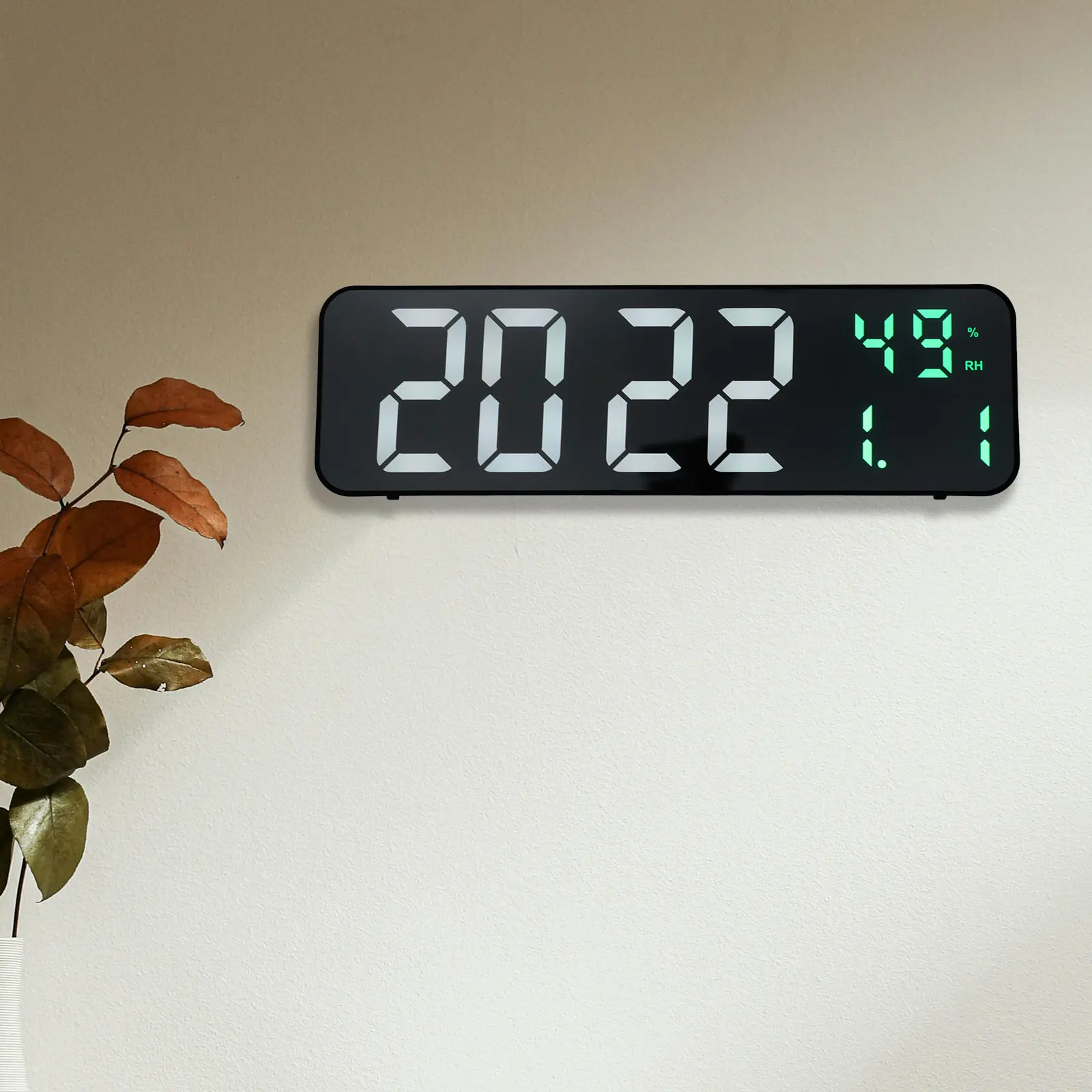 LED Digital Wall Clock Large Display Wall Mount Modern Digital Clock Temperature Humidity Alarm for Office Living Room Bedroom