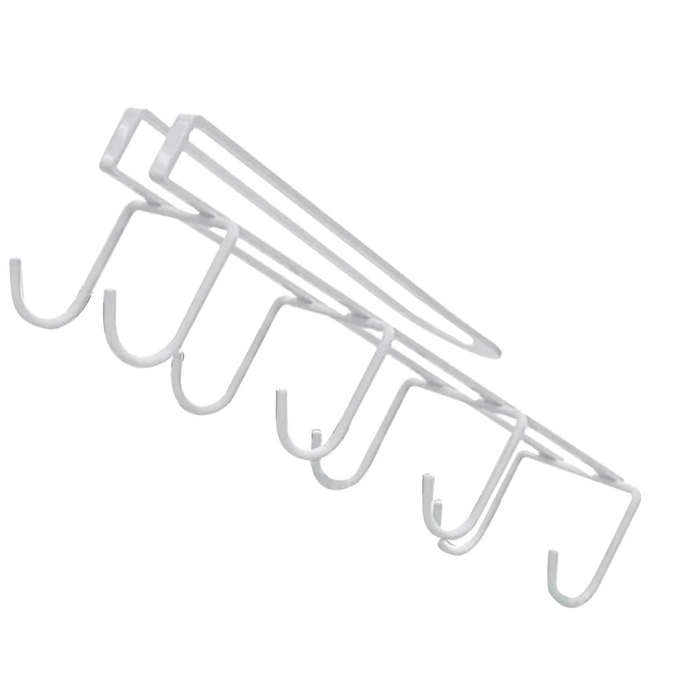 

Hooks Storage Rack Mug Holder Cup under Cabinet Shelf White Hanging Hangers Travel