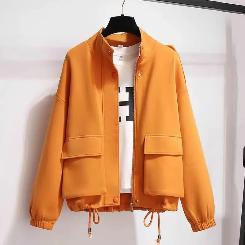 

Women's Korean Loose Sportswear Top, Casual Hoodie Coat, Female Jacket, Baseball Clothes, Spring, Autumn Outerwear, New, 2024