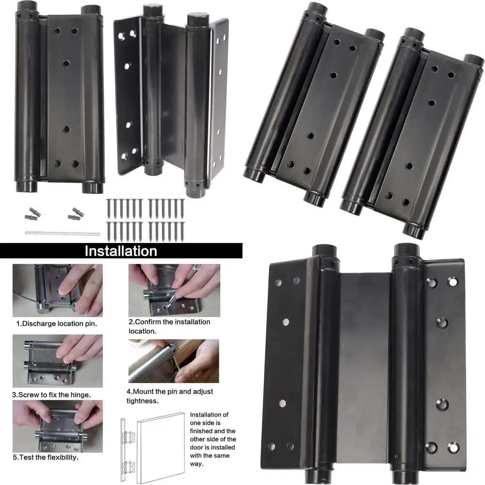 

8 Heavy Duty Double Action Spring Hinges for Self-Closing Doors, Stainless Steel, Includes Pins and Screws