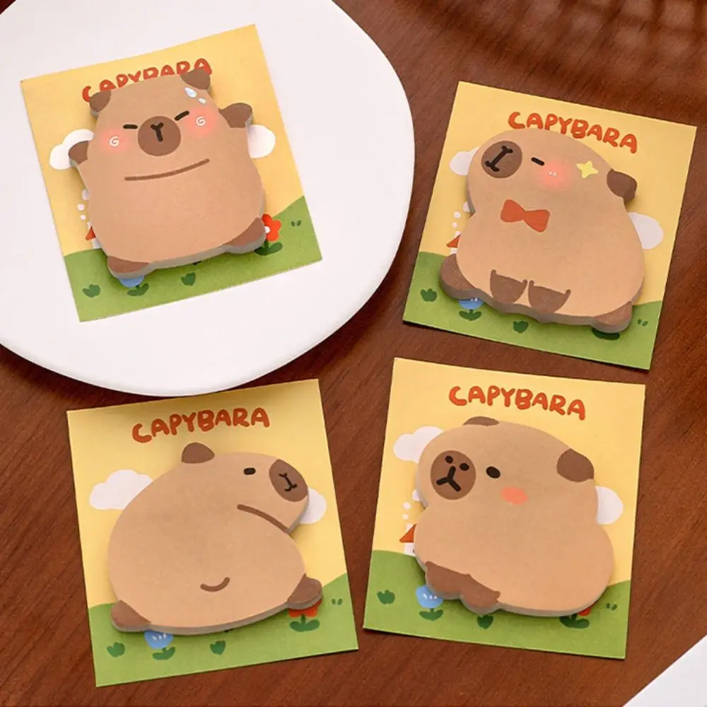 Bloc de notas autoadhesivas de dibujos animados Capybara, suministros escolares, planificador, 30 hojas