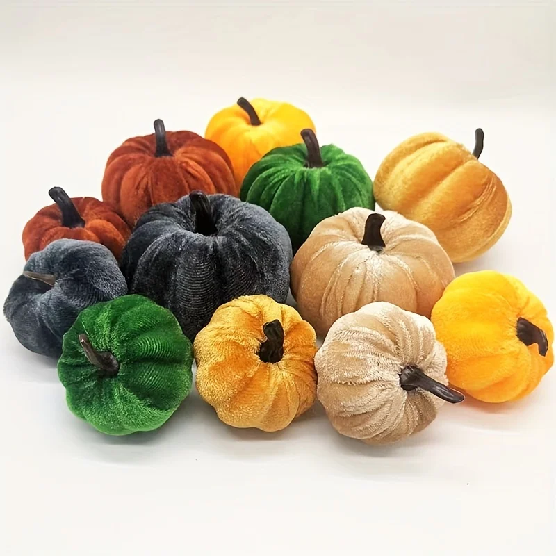 5pcs Thanksgiving tabletop decoration, velvet pumpkin decoration, photography props, simulation pumpkin models,