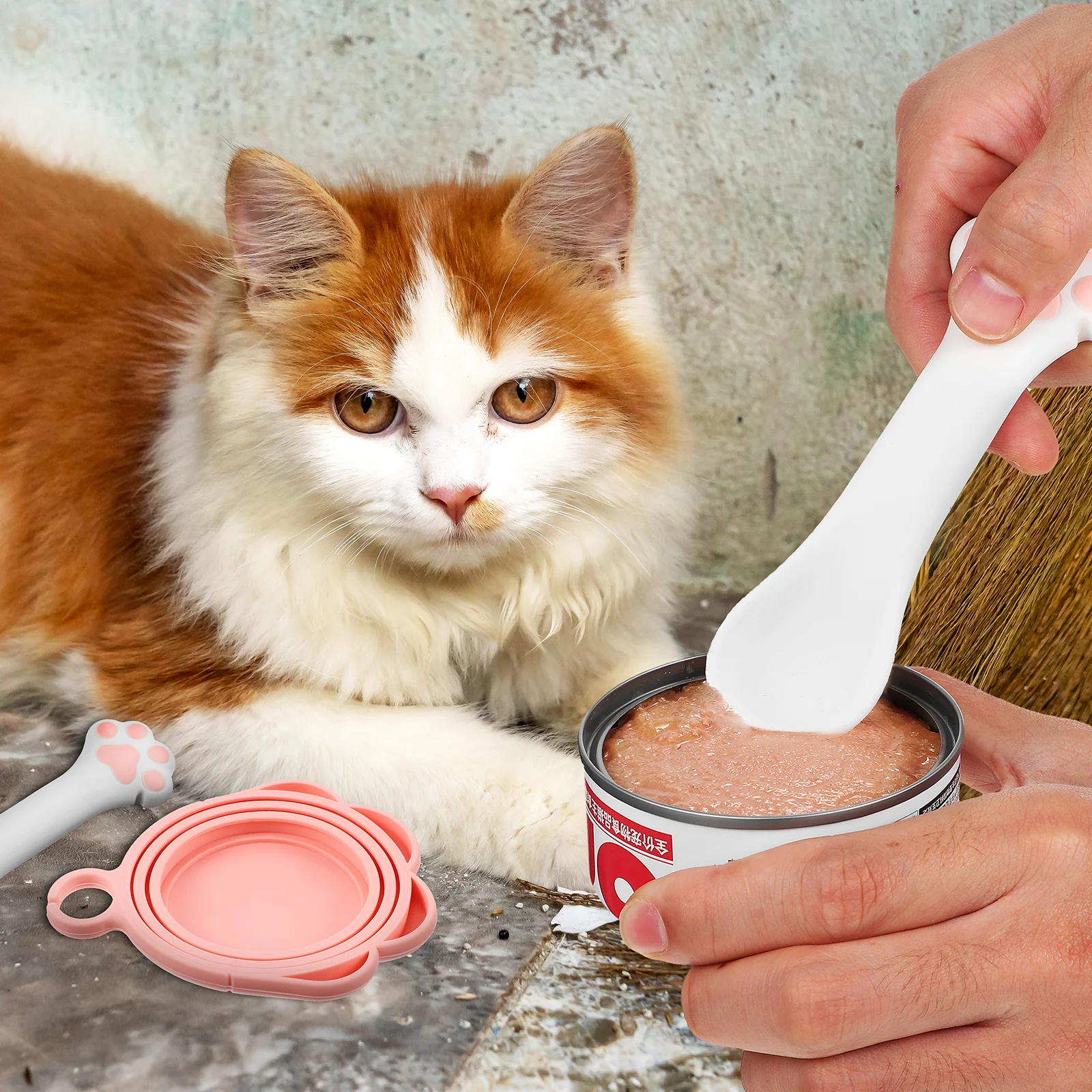 

1 set 1 Set Silicone Feeding Tool Multifunctional Can Opener Reusable Cat Dog Spoon 65 75 85Mm Lid Dishwasher Safe Durable Pet
