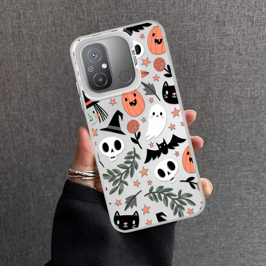 Capa de telefone para xiaomi poco c50 x3 nfc c51 c61 x3 pro casca macia abóbora morcego feliz fantasma padrão