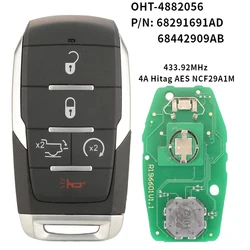 OHT-4882056 smart Prox remote key fob 433.92MHz 4A chip for Dodge Ram 1500 pickup 2019 2020 68291692ad 68291691ad