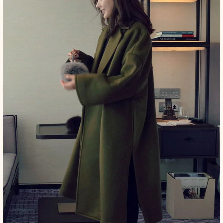 Winter New Woolen Coat, Thick, Oversized, Loose, Medium to Long, Fashionable and Stylish Women\'s Clothing