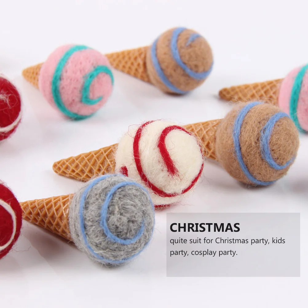 

5 Pcs Wool Felt Ice Cream Christmas Crafts Decorations Xmas Ornaments Artificial
