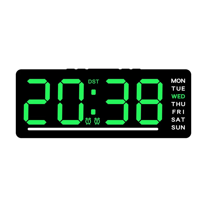 USB-aangedreven digitale wekker TEMP Datum Week Dubbel alarm 5 niveaus Helderheid Snooze Tafelklok 12/24 uur Nachtmodus LED-klok