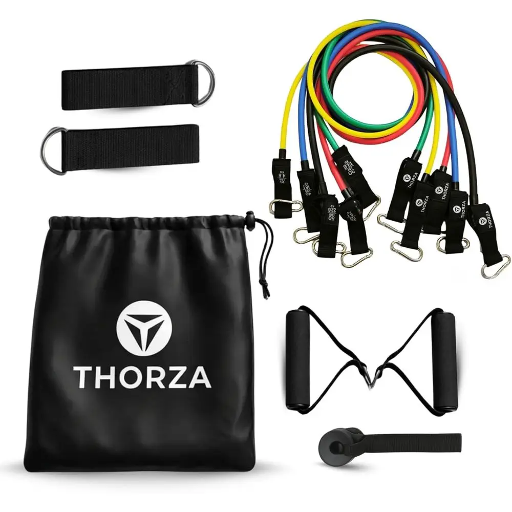 

11-Piece Full Body Strength Training Set with 5 Levels Resistance Bands, Door Anchor, Handles, Ankle Straps & Carry Bag