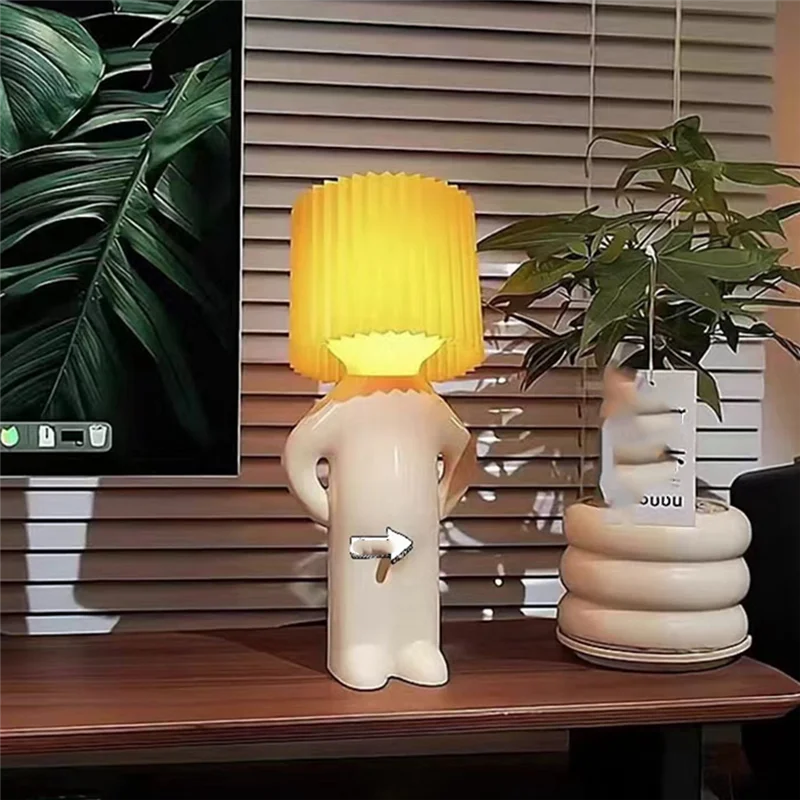 ABJN-Shy Man Lampe Nachtlicht Kleines Buch Lichter Tisch für Kinderzimmer Nachttisch Schreibtisch Dekoration Geschenk Zuhause Kleiner Junge US-Stecker