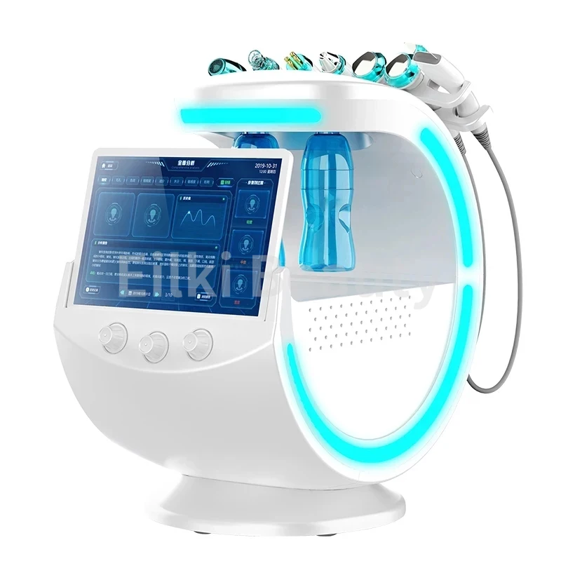 Multifunctional Samrt Ice Blue 7 In 1 Hydra Water Peel Machine With Skin Analyzer Skin Deep Cleaning Face Tighetning Whitening