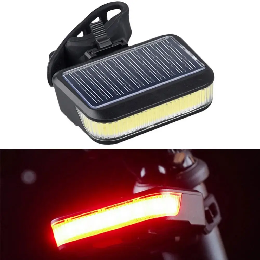 

6 Gears Bike Solar Taillights Waterproof Foldable LED Cycling Lamp Red/White Lighting Strap-On Installation