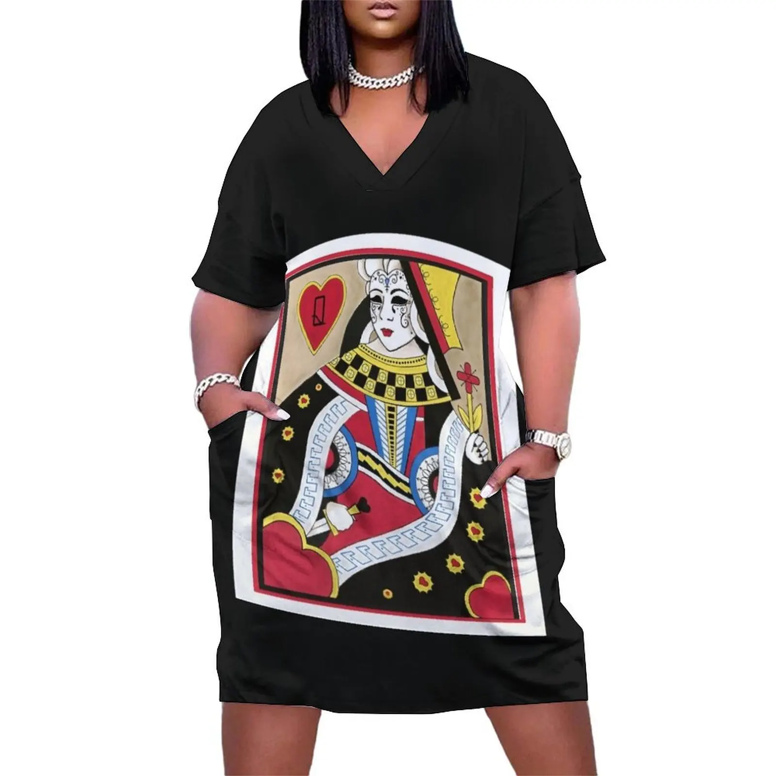 

Queen Of Hearts Loose Pocket Dress women's clothing korea stylish women long dresses dresses summer woman 2025 summer dress