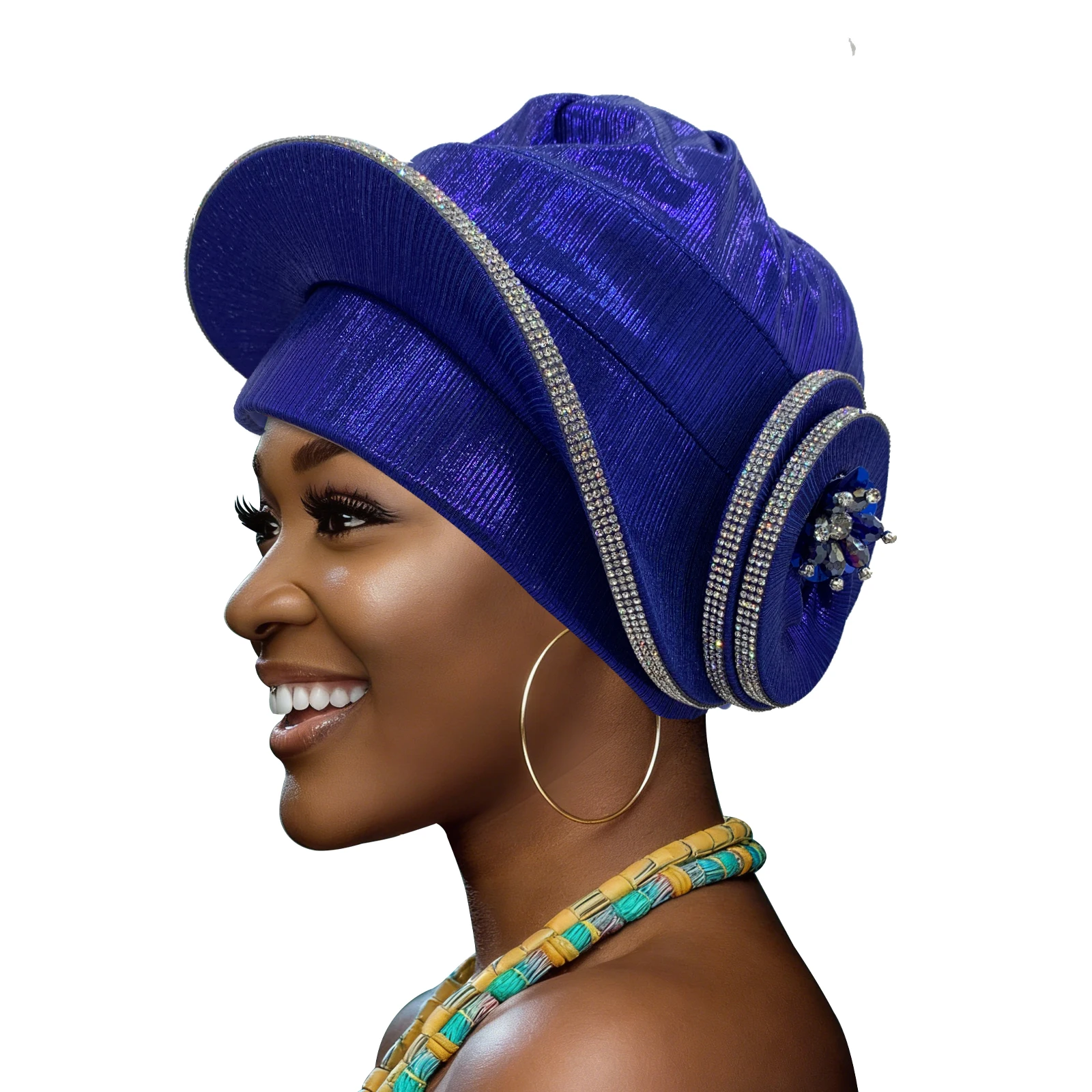 

Fashion Women's Turban Hat African Head Wraps Lady Party Headpiece spiral Beret Caps