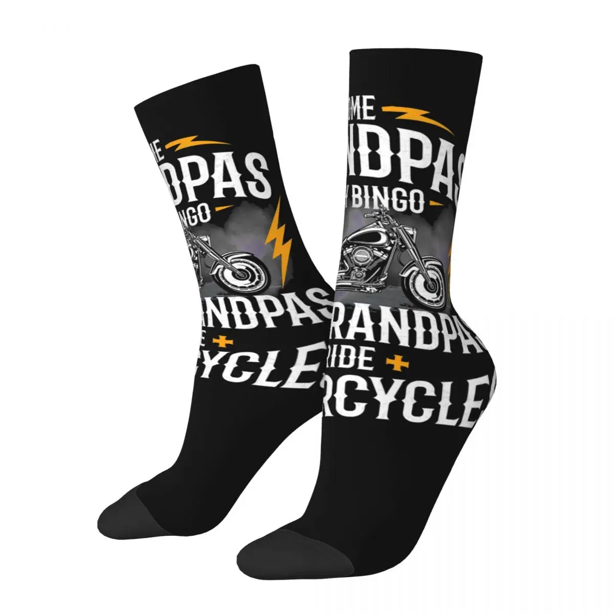 Crazy Sock for Men Some Grandpas Play Bingo Real Grandpas Ride Hip Hop Harajuku Motorcycles Seamless Boys Crew compression Sock