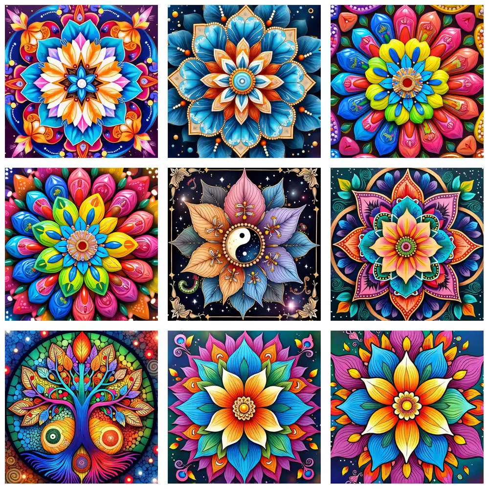 5D-Diamantgemälde zum Selbermachen, Mandala-Design, Muster, runde Diamant-Sticksets, Bild von Strasssteinen, Heimdekoration