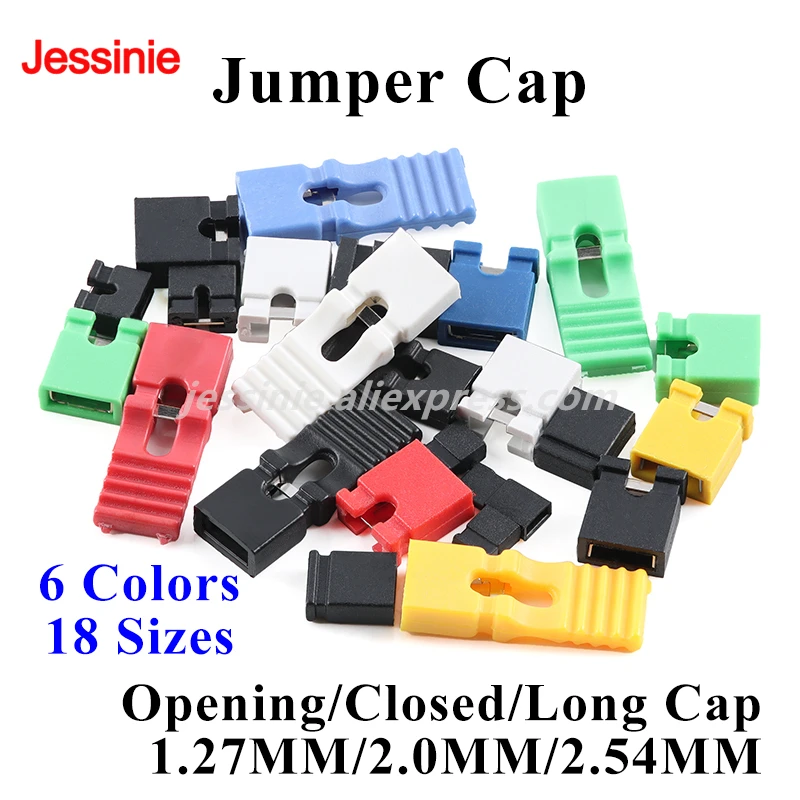 50-100PCS Jumper Cap 1.27mm 2.0mm 2.54mm Pitch Pin Header Shorted Cap Wire Housing Connector Shunt Long Type Jumper Plug Cover