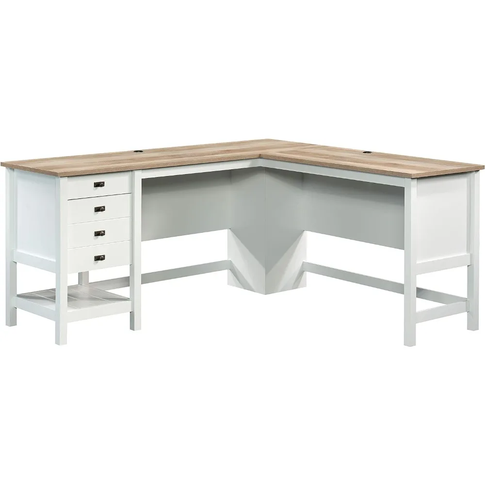 

Cottage Road L-Desk, L: 65.12" x W: 58.66" x H: 29.76", Soft White Finish