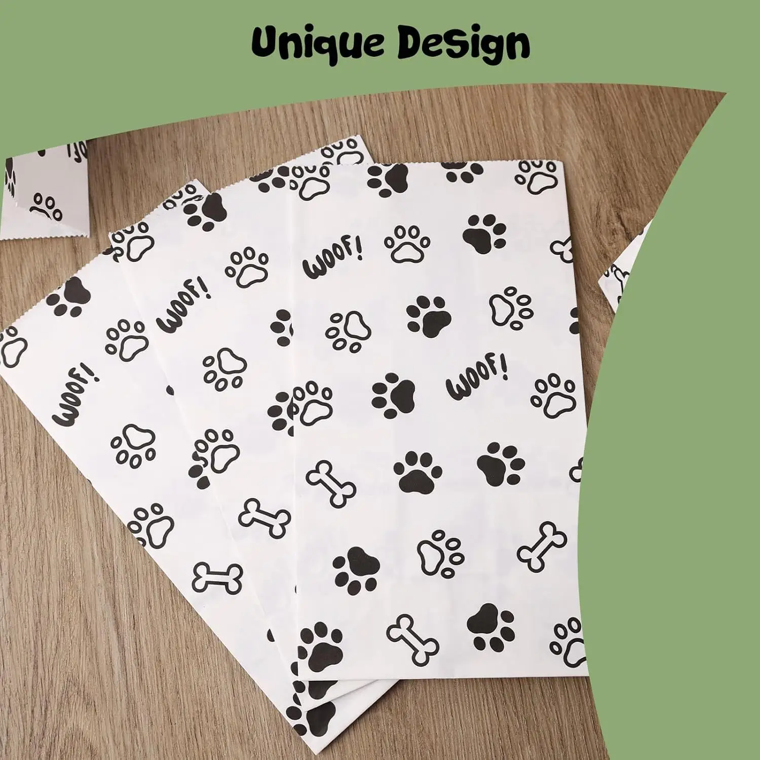 Gift Bags with Pet Paw Prints – 12 pcs , 22x12x8cm, High-Quality Black & White Design for Dog Lover