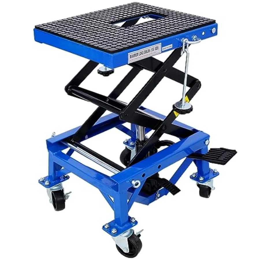 

Hydraulic Motorcycle Scissor Lift Jack with Foot Step and Lockable Wheels for Small Dirt Bikes Ideal for Garage and Workshop Us