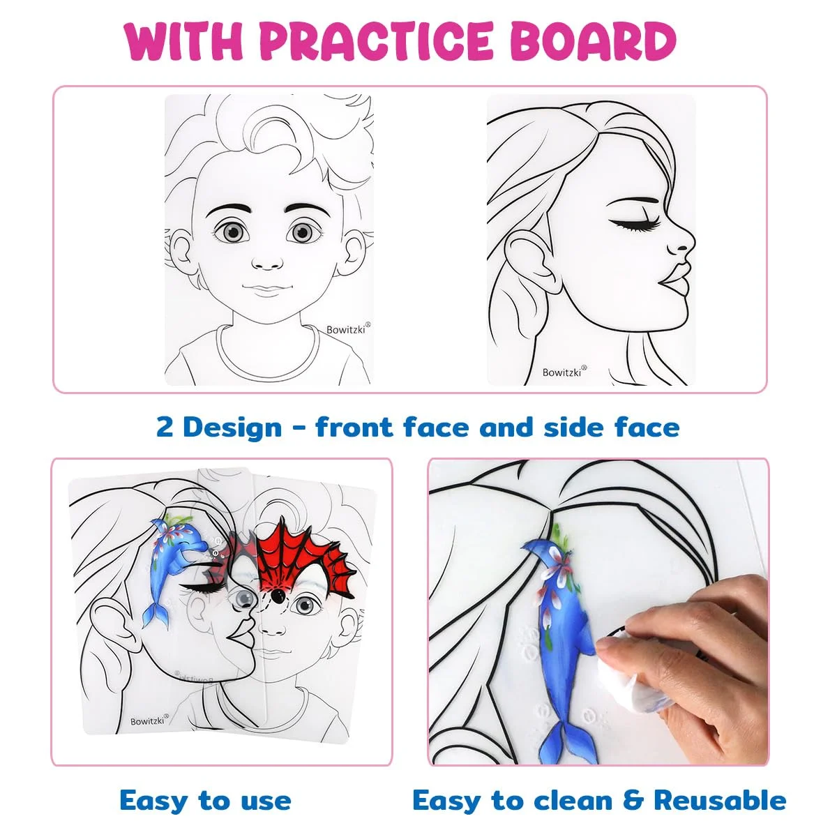 Bowitzki 21 สีแยกเค้กสีชุด Professional Face Painting Kit เด็กผู้ใหญ่ 10g หนังสือท่องเที่ยวปลอดสารพิษ