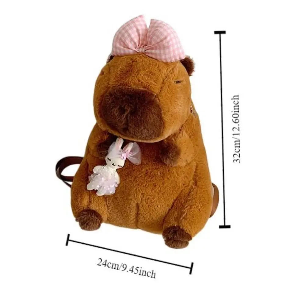 Sac à dos en peluche Capybara pour filles, sac à bandoulière dessin animé, sac à bandoulière, sac de rangement cosmétique, porte-monnaie, nœud papillon simple, mignon