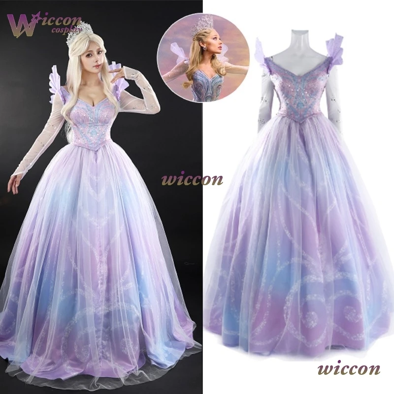 

YesOk Высокое качество фильм злой Глинда косплей костюм парик ведьма женское платье юбка принцессы свадебная форма маскарад карнавал