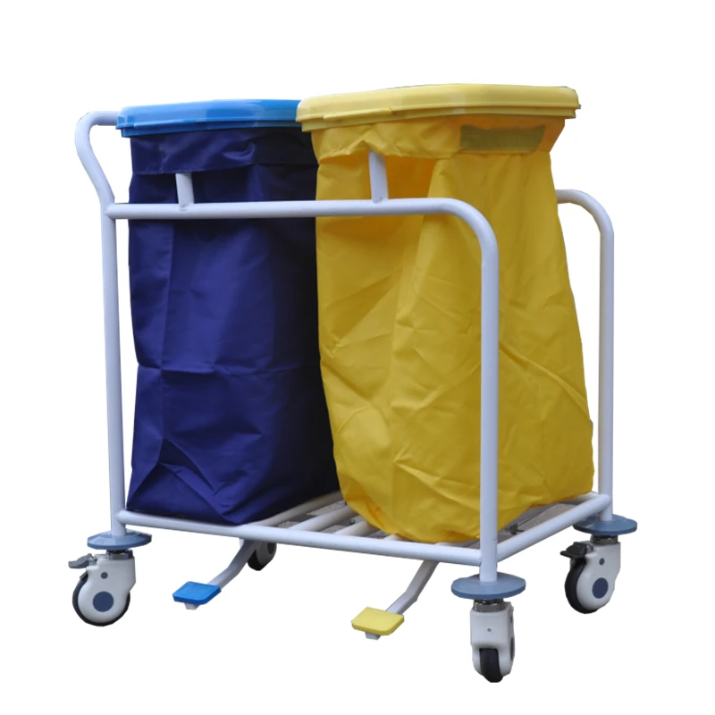

Medical Multifunctional Furniture Nursing Trolley with Drawer Bedding Cart Linen Pocket Garbage Trolley