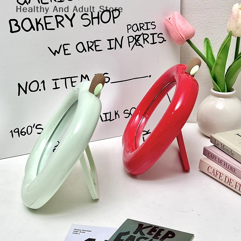 Ins Decorative Mirror Apple Shape Makeup Mirror Desktop Cosmetic Mirrors For Bedroom Dormitory Desk Accessories Home Decor