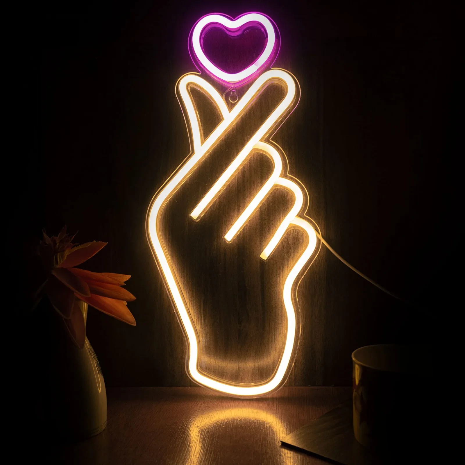 

Gesture Love Neon Light Suitable for Wall, Bedroom, Game Room Decorative Symbols LED Neon Light