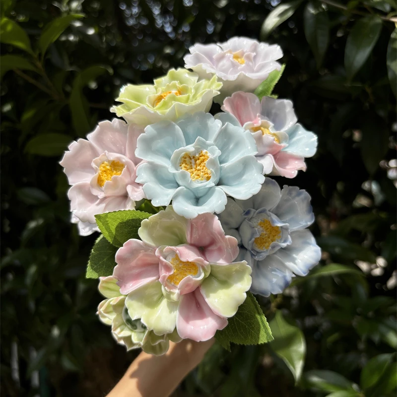 Creative Ceramic Flowers Peony Flowers and Cherry Blossoms Decorative Arts and Crafts Wall Decorations Home Decor Accessories
