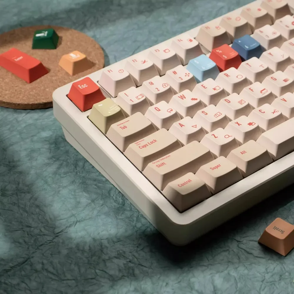 Designer Theme Keycap Set129key PBT Custom Individuality Brief Keyboard Cap Cherry Profile Gaming KeyCap for Mechanical Keyboard