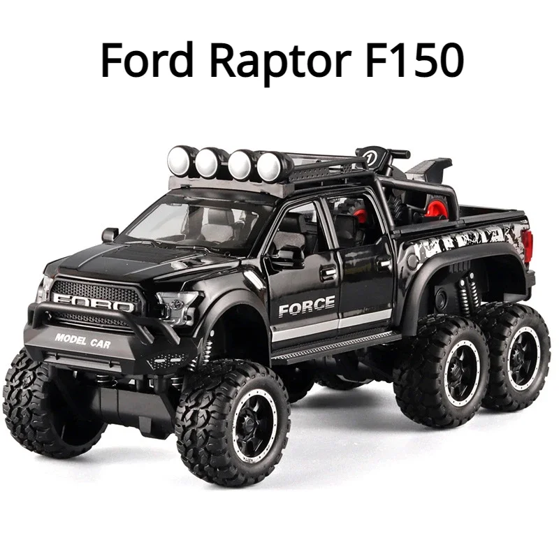 

1:28 Ford Raptor F150 pickup car High Simulation alloy Diecasts Metal car model big foot truck sound and light toys Gift