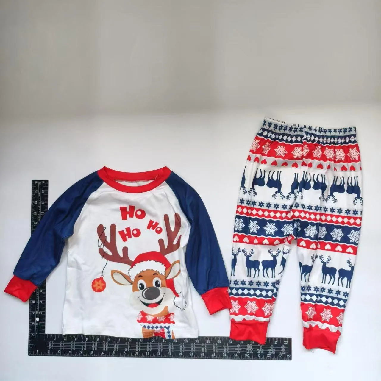 New Cross-border New Christmas Little Deer Snowflake Letter Stripe Christmas Family Matching Printed Loungewear Paj  123