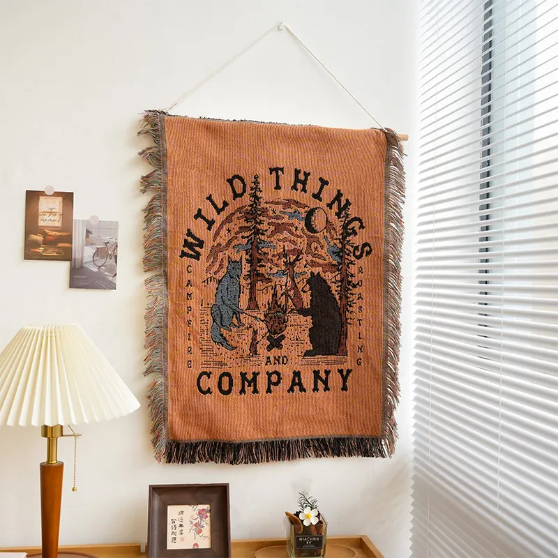 Nordic Cotton Woven Wall Hanging, Boho Macrame Tapestry for Bedroom,Versatile Blanket for Camping Decor,Tablecloth Cabinet Cover