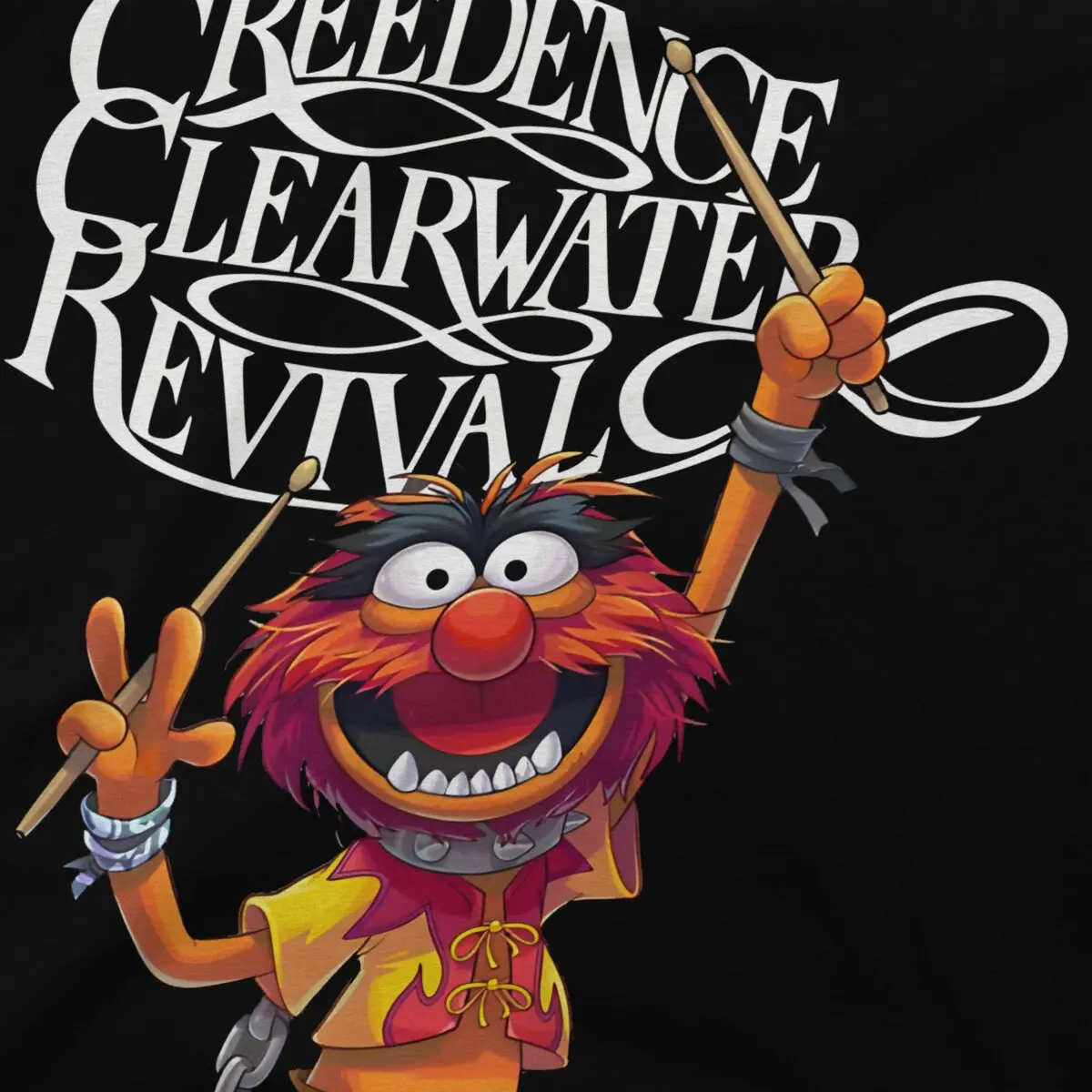 The Muppet Show Animal Drummer Creedence Clearwater Revival T Shirt Vintage Fashion Men\'s Tshirt Polyester Men Tops