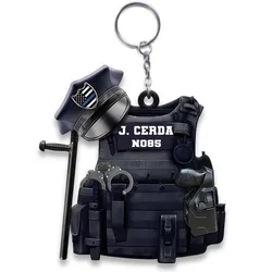 New Police Uniform Key Chain Decoration Acrylic Flat Men's And Women's Backpacks Creative Hanging Key Ring